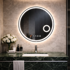 SimpluAcasa™ Oglinda LED Rotunda 70 cm cu Ceas — Confort Practic Pentru Casa Ta