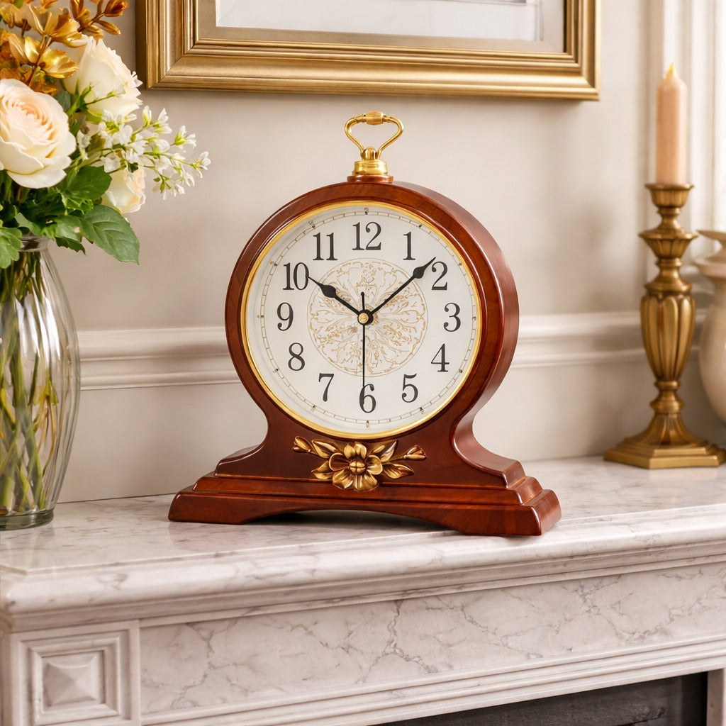 SimpluAcasa™ Ceas de masa decorativ cu design vintage elegant 31x35 cm — Confort Practic Pentru Casa Ta Imagine principală a produsului