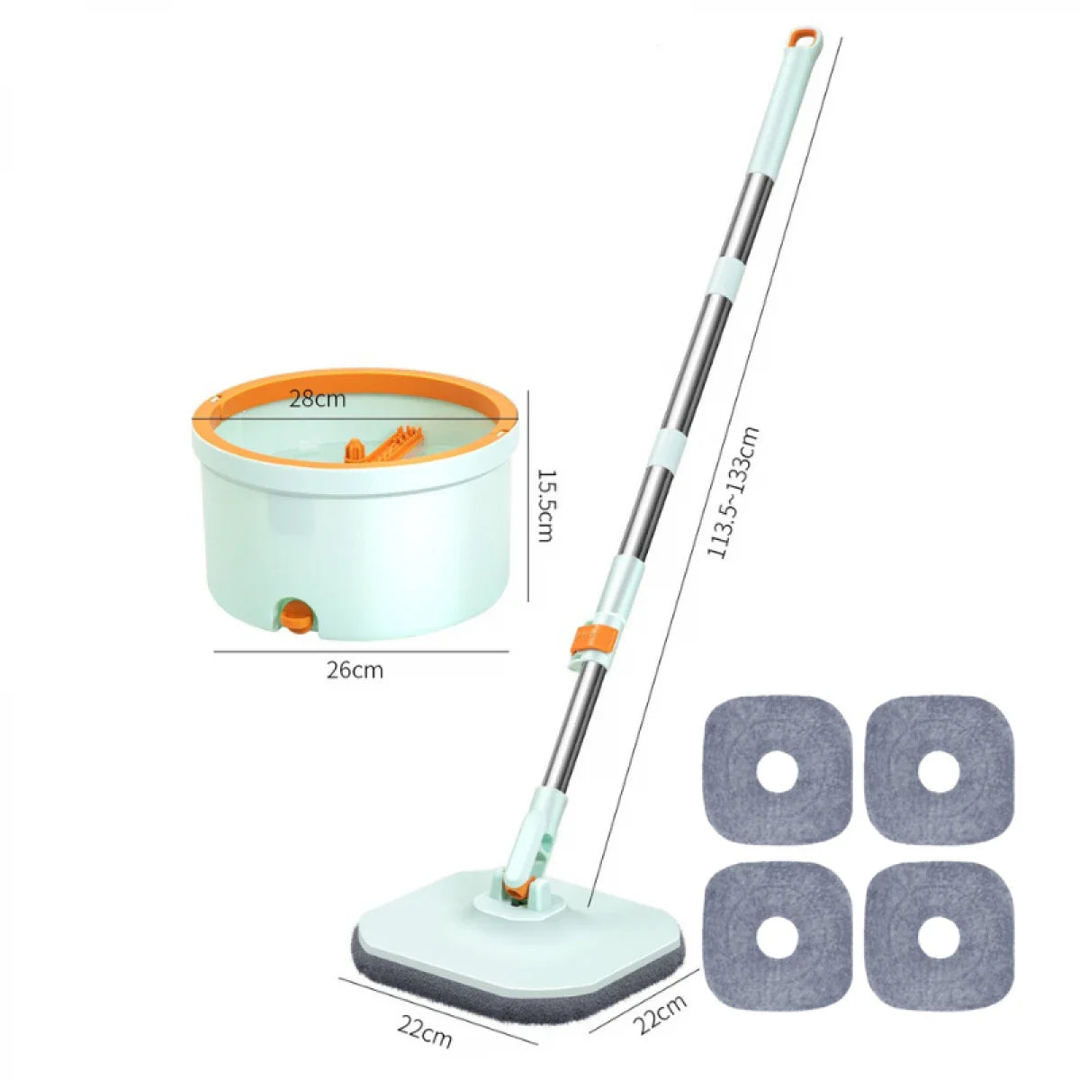 SimpluAcasa™ Set mop rotativ 360° cu galeata centrifuga — Confort Practic Pentru Casa Ta