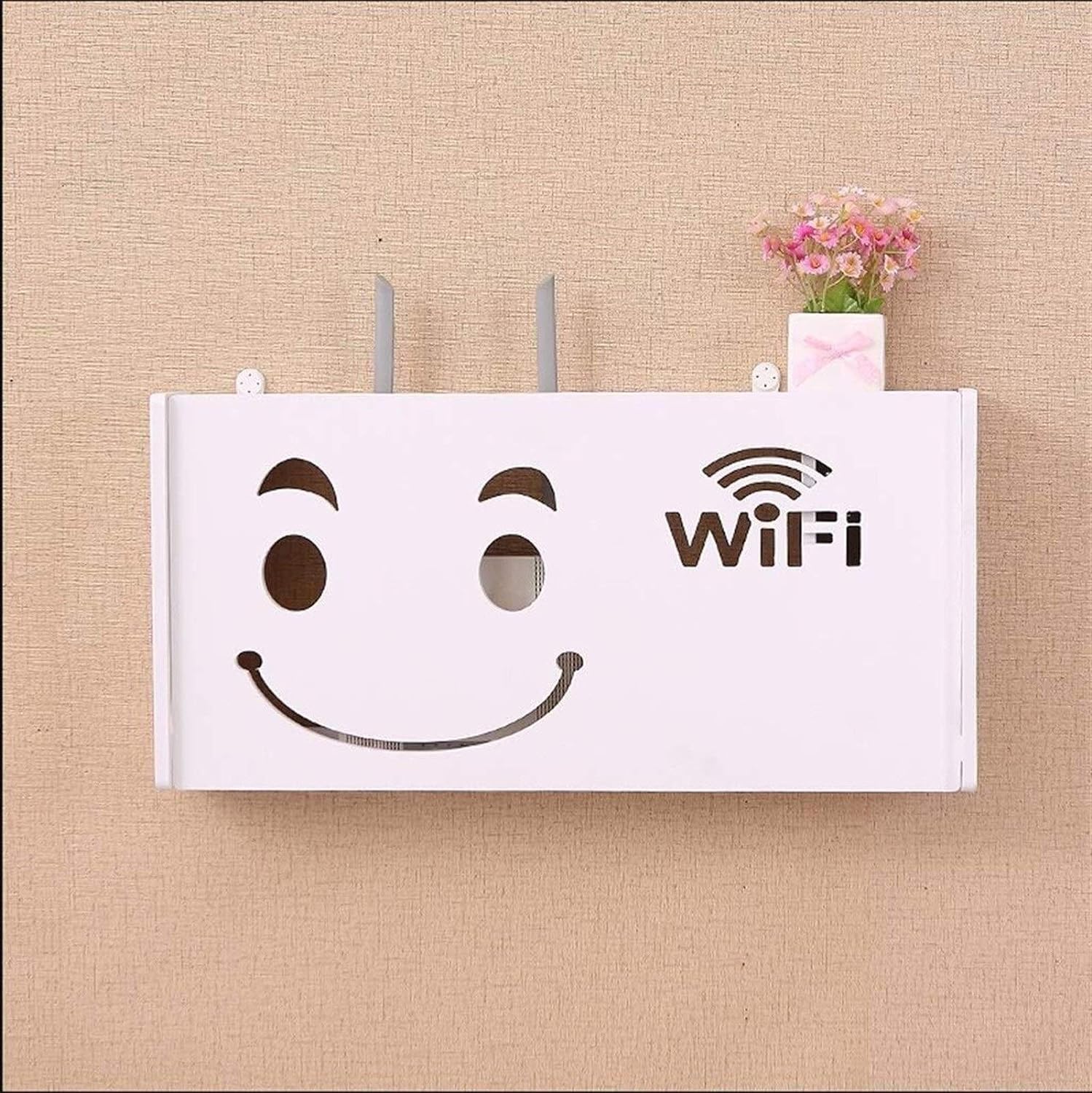 Suport router wireless pentru mascare fire si echipament WIFI, alb Imagine principală a produsului