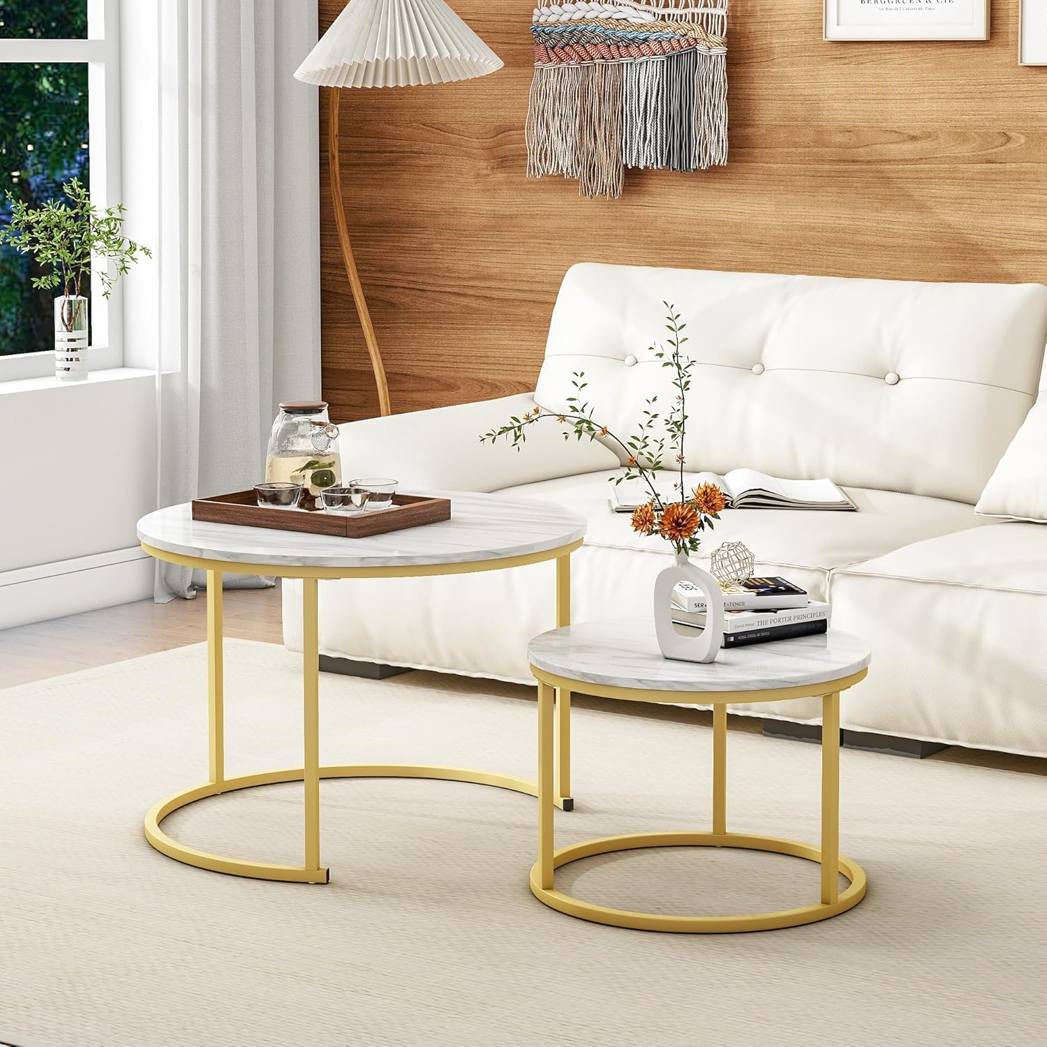 SimpluAcasa™ RESIGILAT - Set 2 masute rotunde de cafea cu efect — Confort Practic Pentru Casa Ta