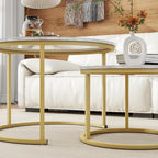 SimpluAcasa™ RESIGILAT - Set 2 masute rotunde de cafea cu efect — Confort Practic Pentru Casa Ta