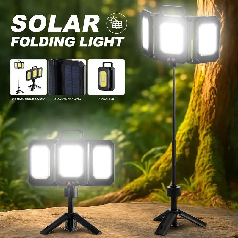 SimpluAcasa™ Lampa solara pliabila 3 panouri cu trepied reglabil 84cm si — Ambient Modern Pentru Acasă