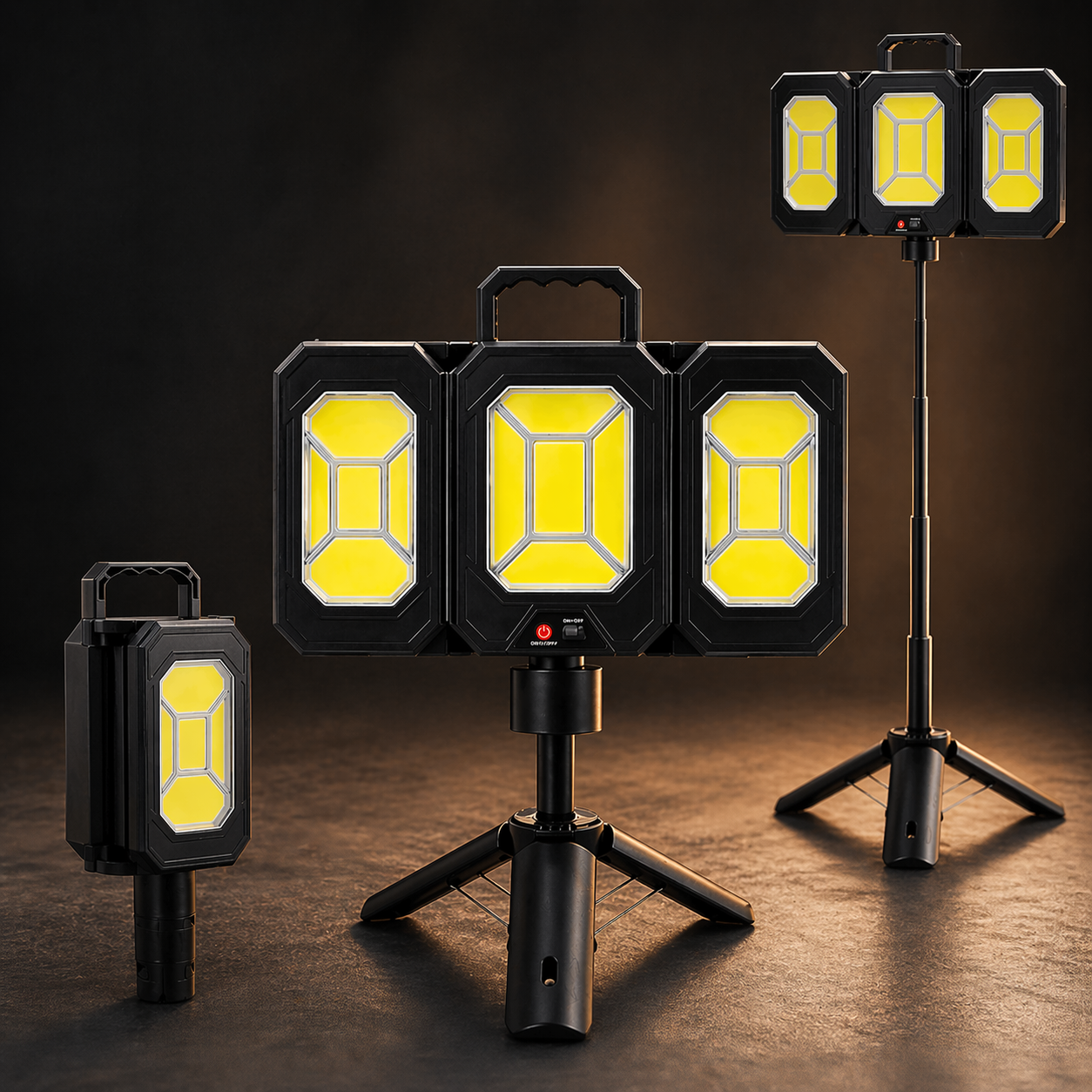 SimpluAcasa™ Lampa solara pliabila 3 panouri cu trepied reglabil 84cm si — Ambient Modern Pentru Acasă
