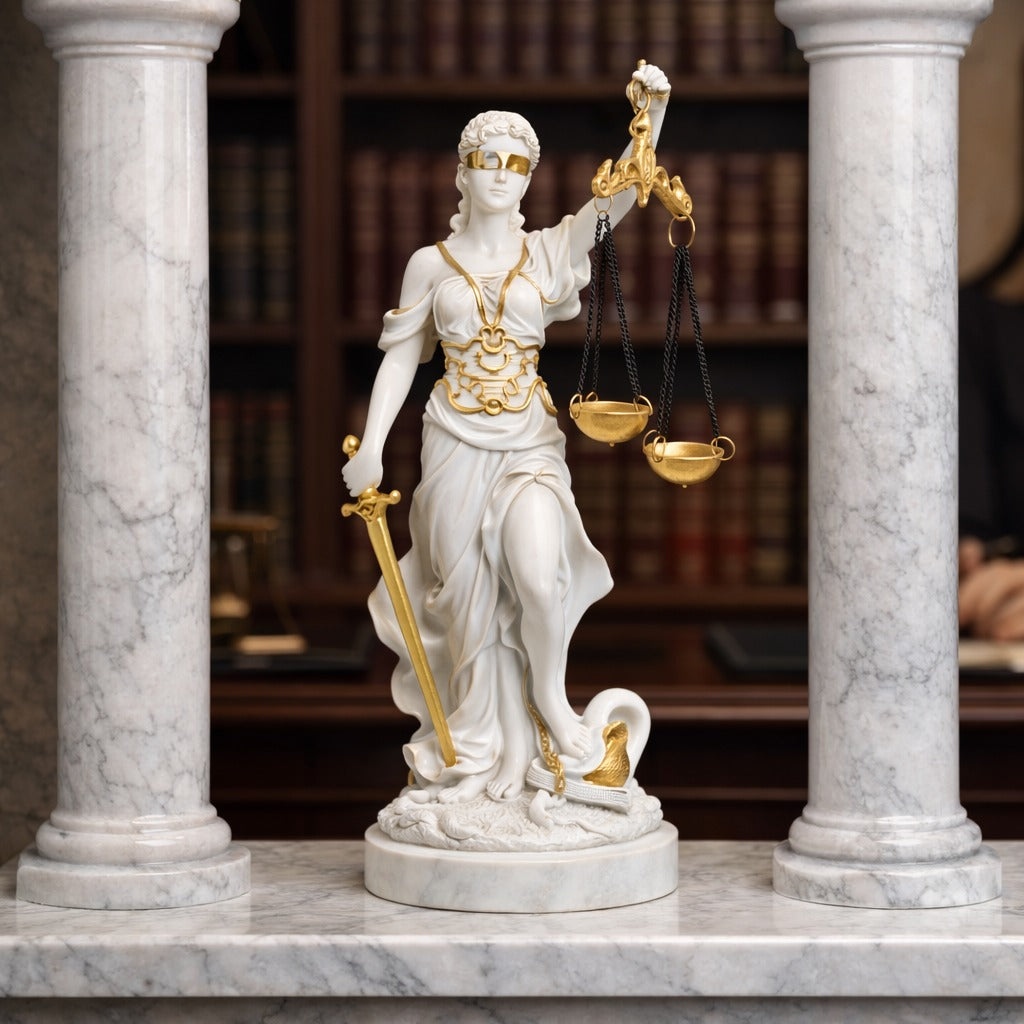 SimpluAcasa™ Lady Justice decorativa 20 cm – simbol al echilibrului si — Confort Practic Pentru Casa Ta