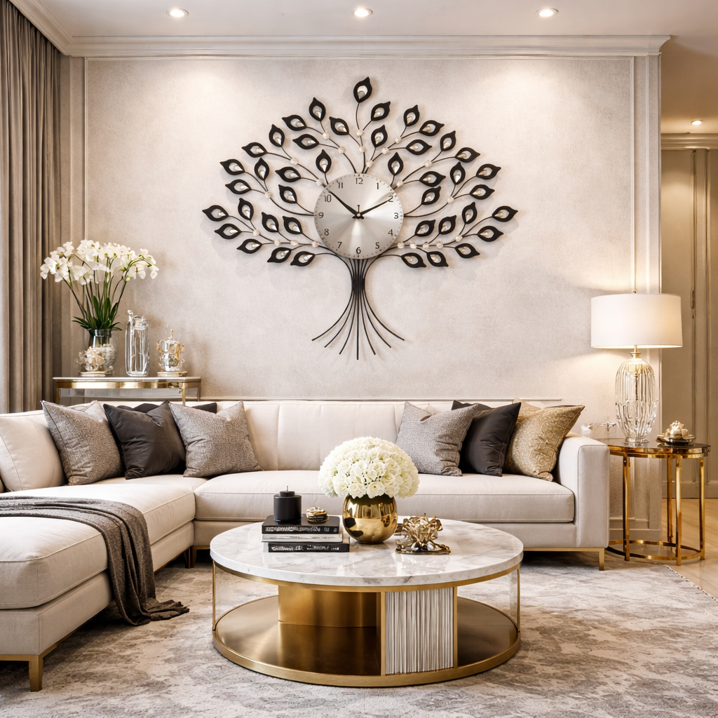 SimpluAcasa™ Ceas decorativ de perete mecanism silentios 66 x 56 cm — Confort Practic Pentru Casa Ta