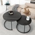 SimpluAcasa™ RESIGILAT - Set 2 masute rotunde de cafea cu efect — Confort Practic Pentru Casa Ta