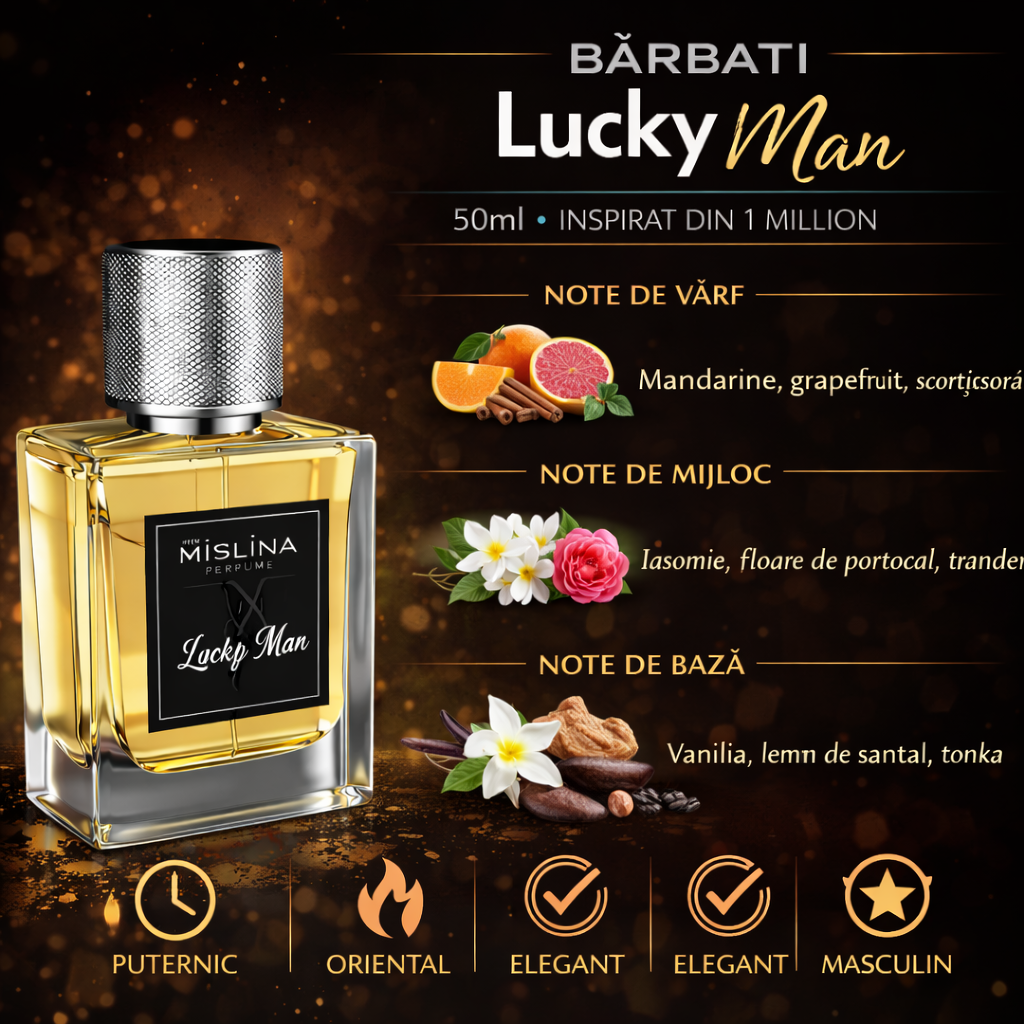 Parfum Mislina Bărbat Lucky Man 50ml, inspirat din 1 Million, M050 Imagine secundară a produsului
