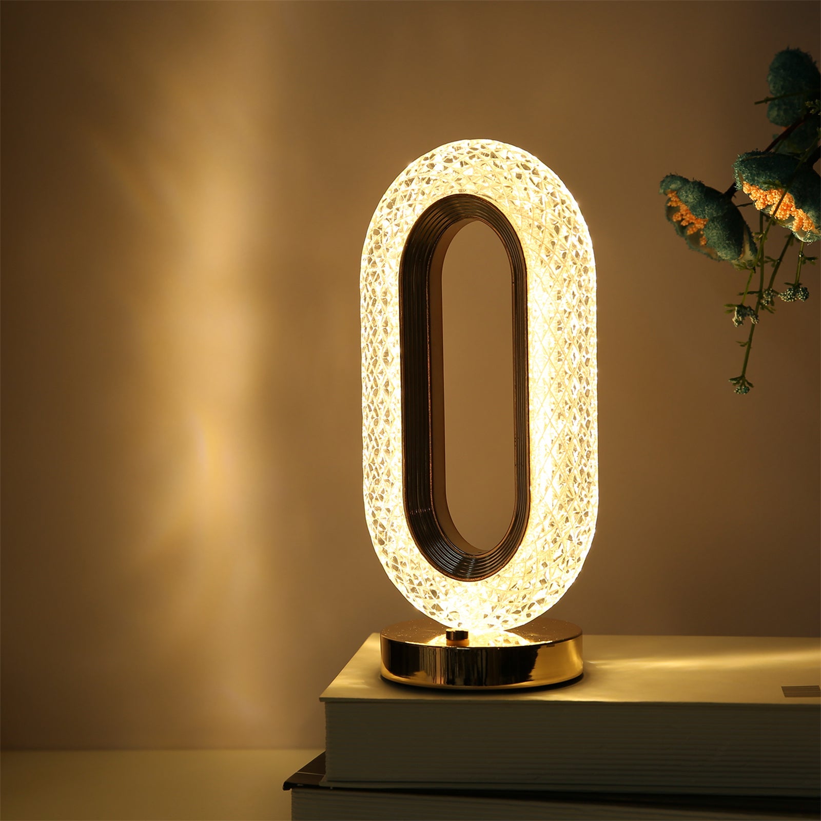 Lampa Diamond Crystal LED cu 3 temperaturi de culoare, alb rece, alb cald, neutru, culoare auriu Imagine principală a produsului