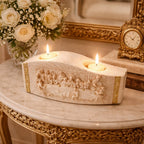 SimpluAcasa™ Suport decorativ pentru lumanari cu scena religioasa 22x10 cm decor — Confort Practic Pentru Casa Ta
