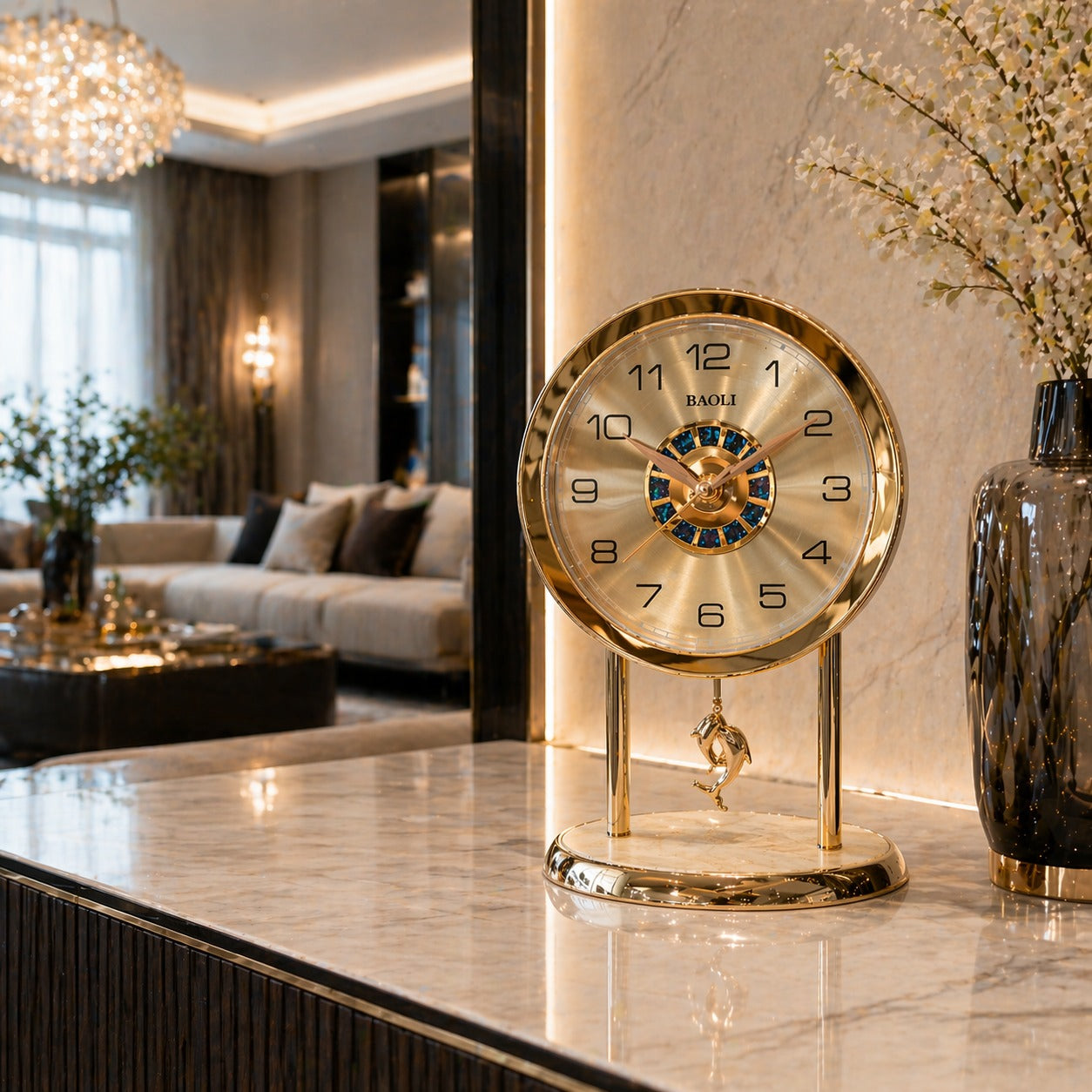SimpluAcasa™ Ceas decorativ de masa premium auriu — Confort Practic Pentru Casa Ta