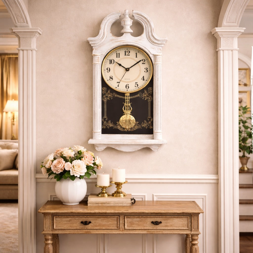 SimpluAcasa™ Ceas de perete cu pendul 66x29 cm design clasic elegant — Confort Practic Pentru Casa Ta