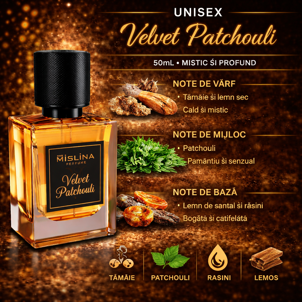 Parfum Mislina Unisex Velvet Patcholi 50ml, inspirat din Tom Ford White Patchouli, M075 Imagine secundară a produsului