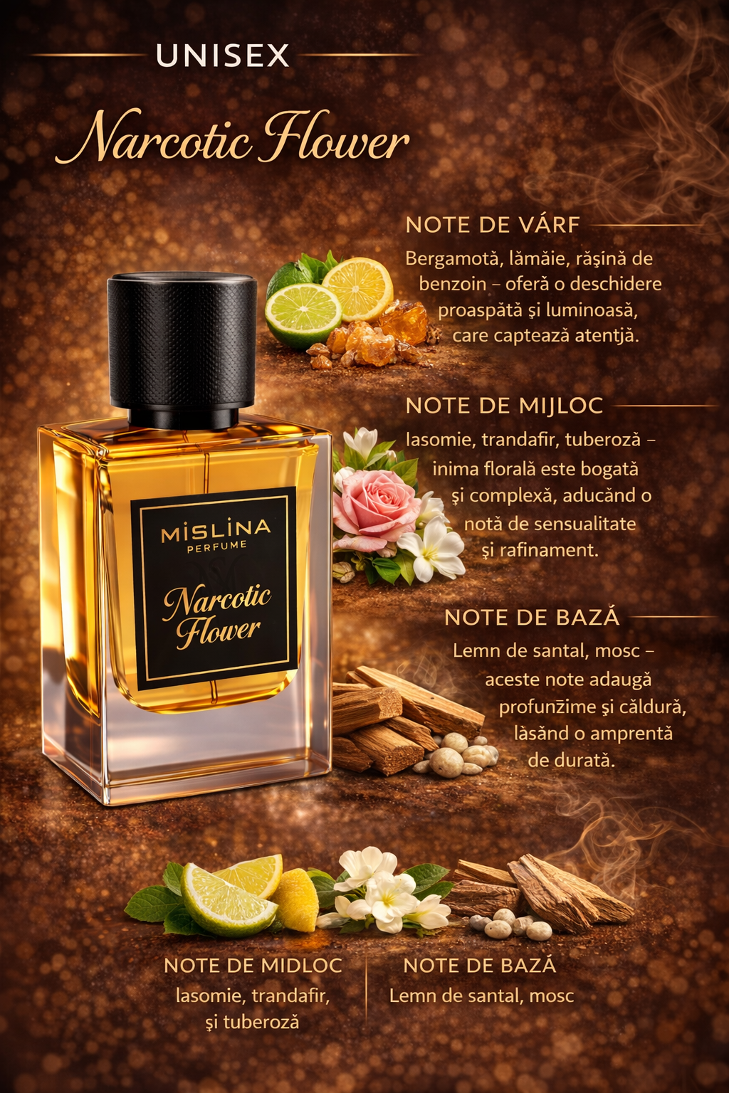 Parfum Mislina Unisex 50ml, inspirat din Narkotic Flower, M056 Imagine secundară a produsului