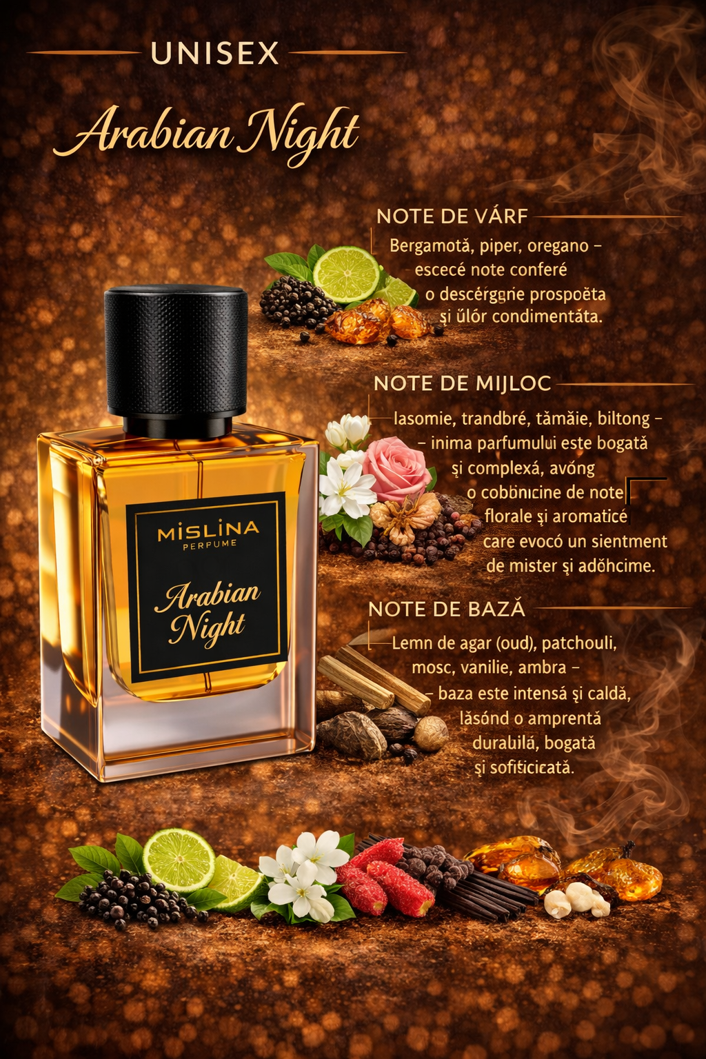 Parfum Mislina Unisex Arabian Night 50ml, inspirat din Interlude Cod, M054