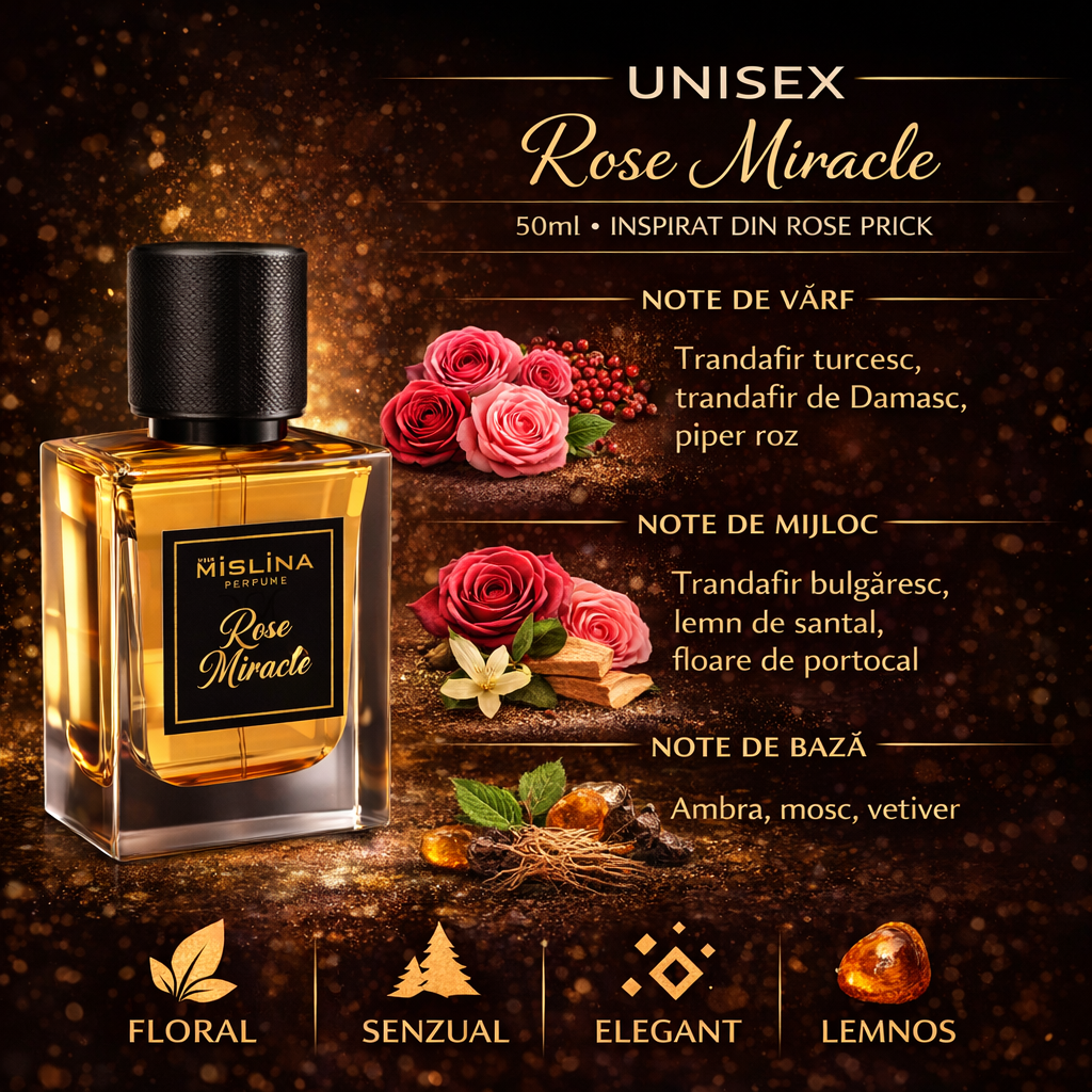 Parfum Mislina Unisex Rose Miracle 50ml, inspirat din Tom Ford Rose Miracle, M122 Imagine secundară a produsului