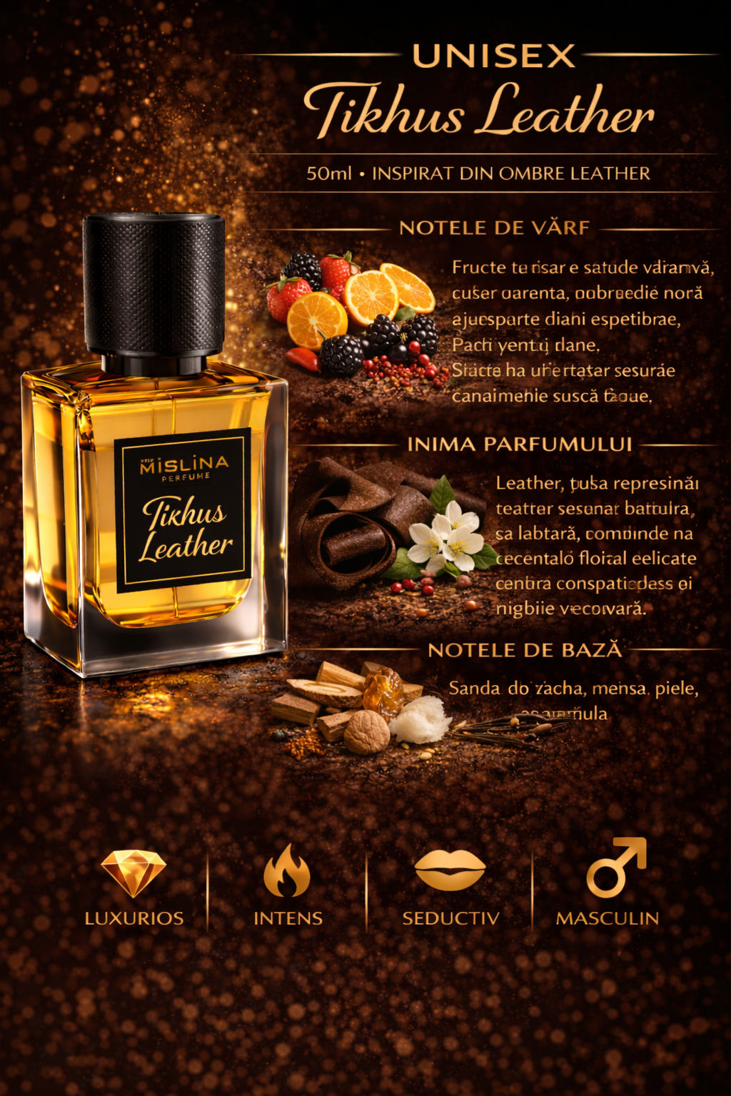 Parfum Mislina Unisex Tikhus Leather 50ml, inspirat din Tuscan Leather, M098 Imagine secundară a produsului
