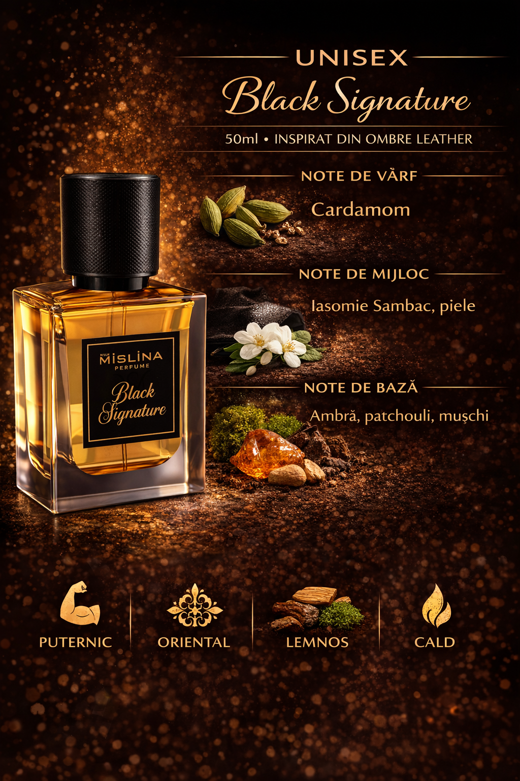 Parfum Mislina Unisex  50ml, inspirat din Tom Ford Black Signature, M107 Imagine secundară a produsului
