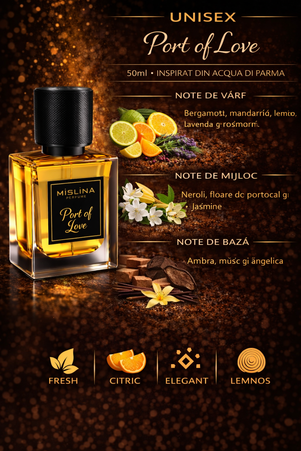 Parfum Mislina Unisex Port of Love 50ml, inspirat din Neroli Portofino, M097