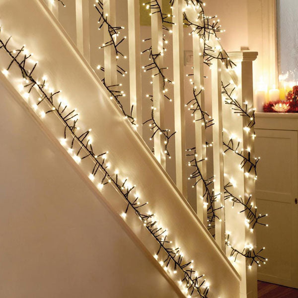 Instalatie Craciun liniara tip cluster, interior-exterior, 960 led, 20 m, diverse culori Imagine principală a produsului