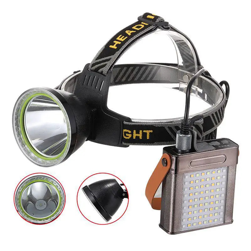 Lanterna de cap portabila cu lumina puternica si baterie de 20000mAh, cu LED laser alb pentru camping și lampa laterala cu funcție de PoweBank Imagine principală a produsului
