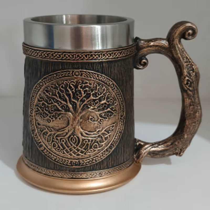 SimpluAcasa™ Halba bere  viking Tree of Life 600 ml interior inox — Mai Mult Confort Oriunde
