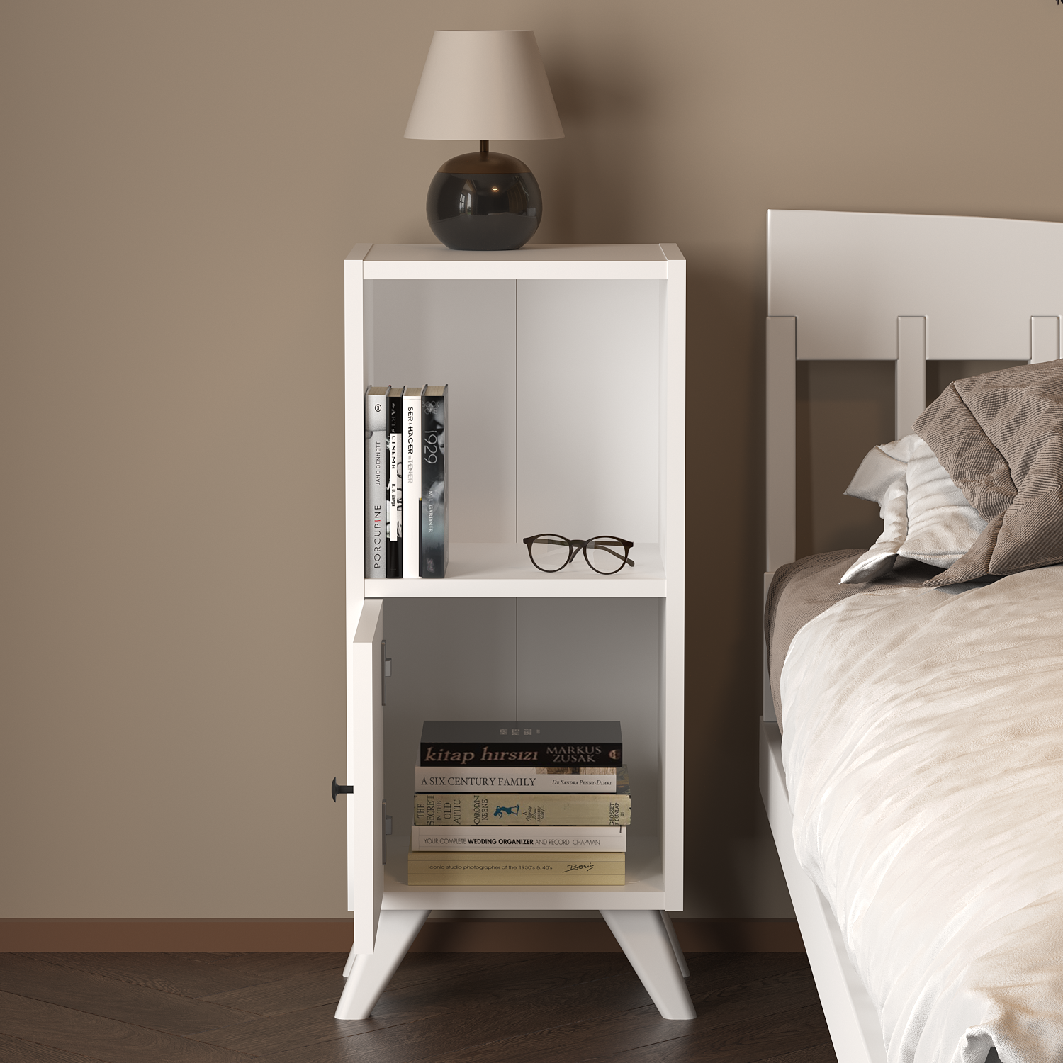 SimpluAcasa™ Noptiera Corfu compacta cu sertar si raft noptiera dormitor 40 — Confort Practic Pentru Casa Ta