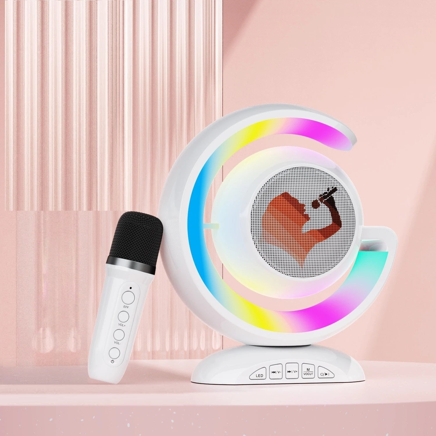 Boxă Portabilă cu Microfon Wireless, Lumină LED și Sunet Dinamic – Party Karaoke 3 în 1 Imagine principală a produsului