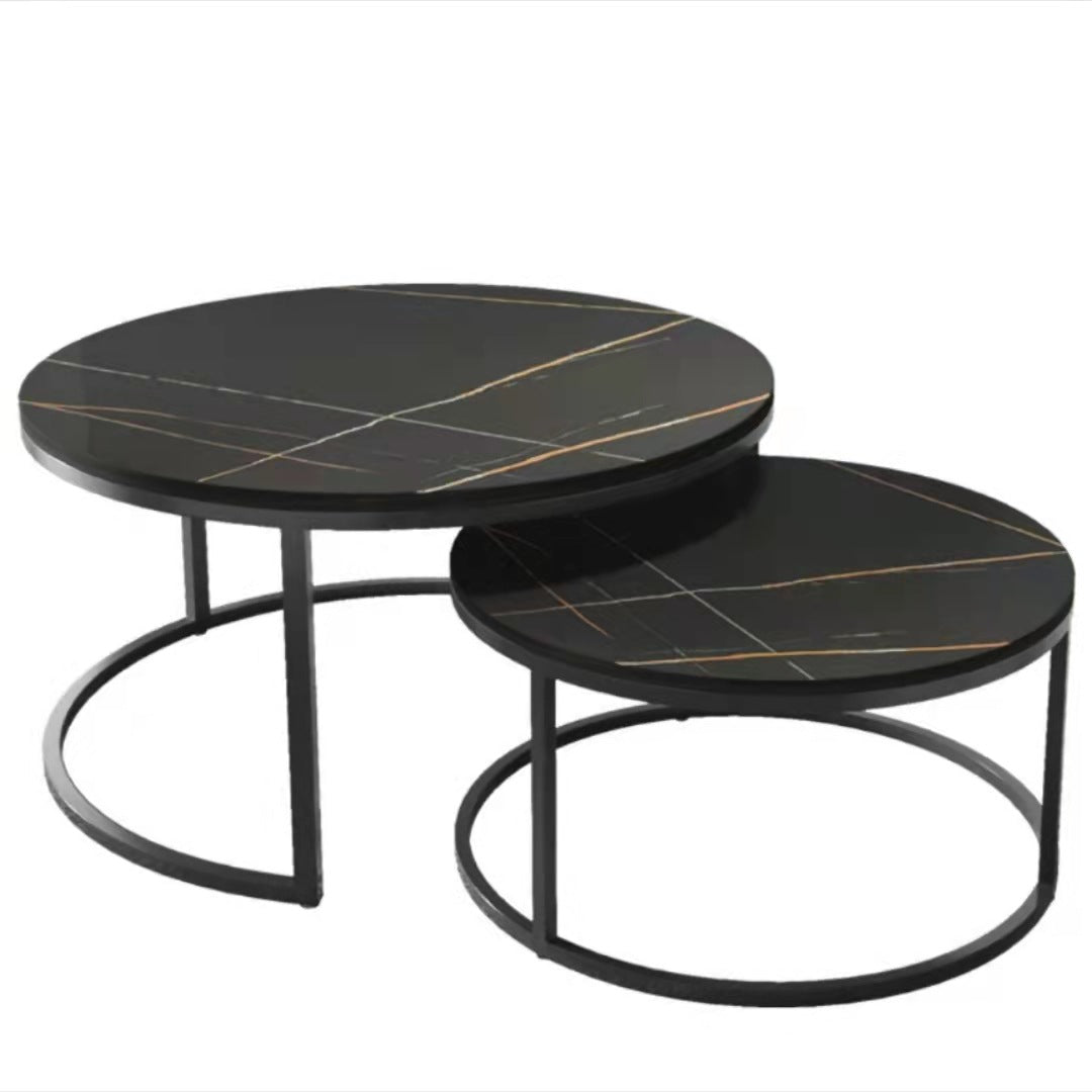 SimpluAcasa™ RESIGILAT - Set 2 masute rotunde de cafea cu efect — Confort Practic Pentru Casa Ta