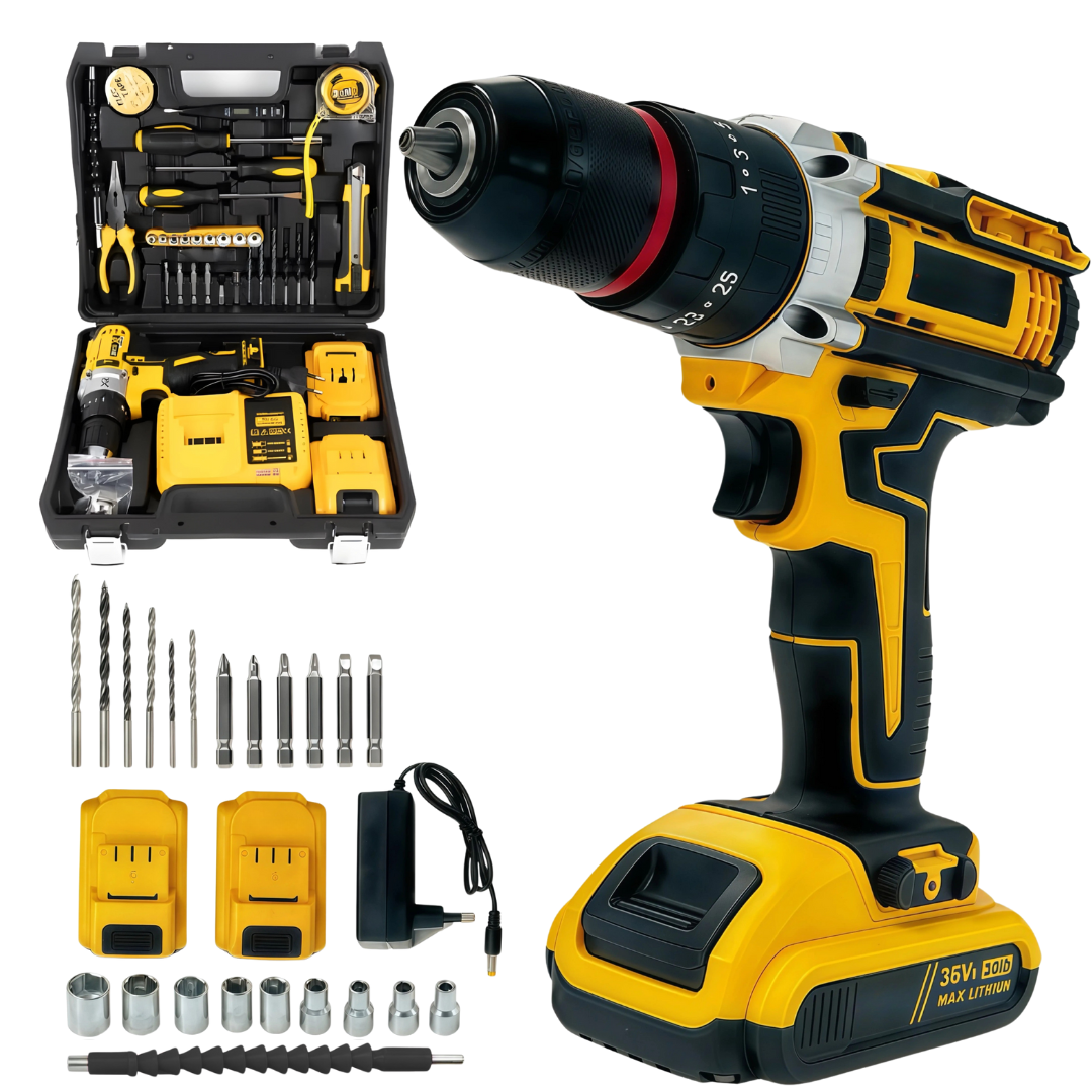 Trusa Bormasina 36V, cu 2 acumulatori si incarcator, mandrina metalica + Accesorii Imagine principală a produsului