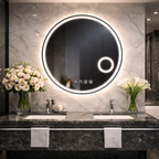 SimpluAcasa™ Oglinda LED Rotunda 70 cm cu Ceas — Confort Practic Pentru Casa Ta