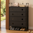 SimpluAcasa™ Pantofar Organizator 5 Niveluri cu Sertare Textile Design Modern Negru — Confort Practic Pentru Casa Ta