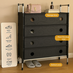SimpluAcasa™ Pantofar Organizator 5 Niveluri cu Sertare Textile Design Modern Negru — Confort Practic Pentru Casa Ta