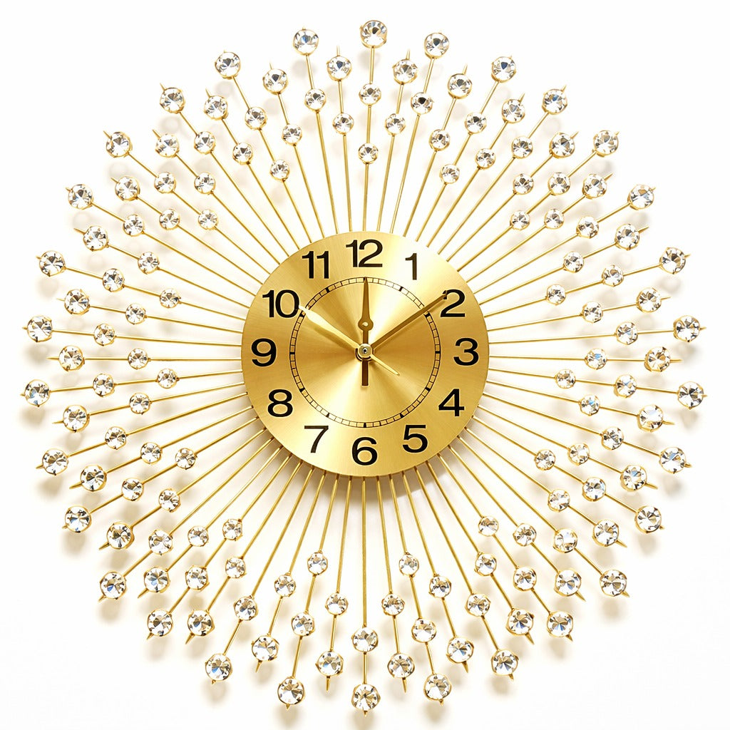 SimpluAcasa™ Ceas de perete decorativ premium – metal si cristale – — Confort Practic Pentru Casa Ta