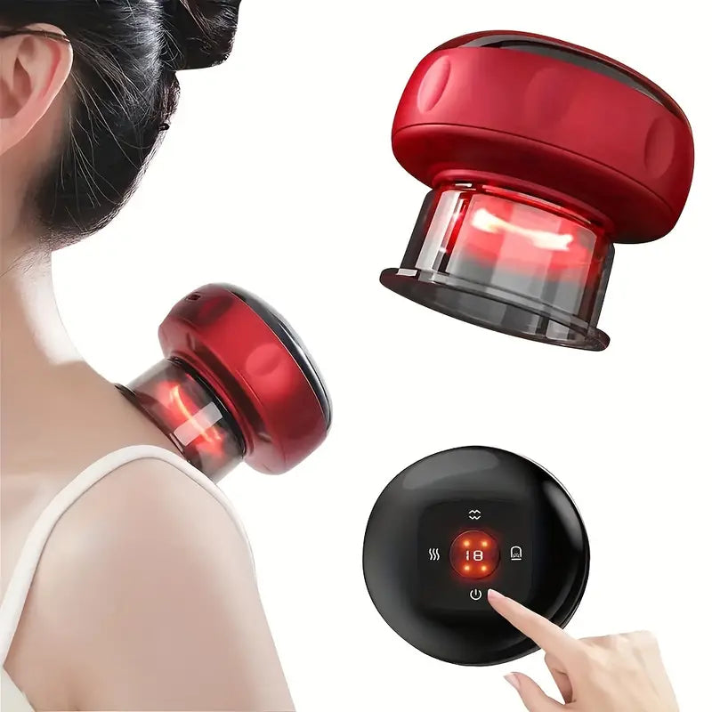 Aparat Masaj Vacuum Electric, cu afisaj electronic, imbunatateste circulatia sanguina, 12 niveluri Lumina Rosie si Presiune Negativa Imagine principală a produsului