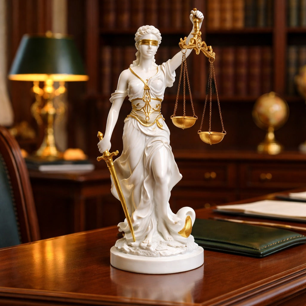 SimpluAcasa™ Lady Justice decorativa 20 cm – simbol al echilibrului si — Confort Practic Pentru Casa Ta