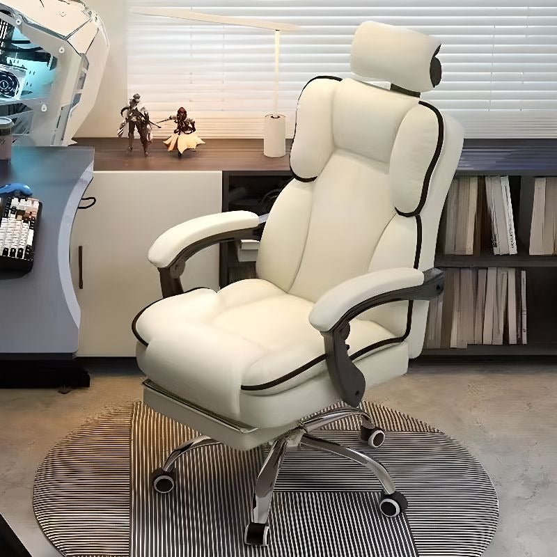 SimpluAcasa™ Scaun Ergonomic Directorial cu Suport Picioare Rabatabil Piele Ecologica — Confort Practic Pentru Casa Ta