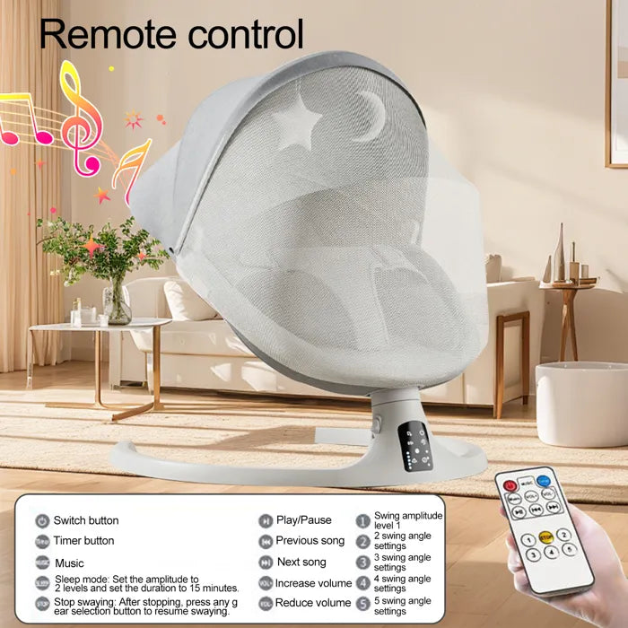 SimpluAcasa™ Leagan electric pentru bebelusi bluetooth si plasa anti-insecte — Util Pentru Familie și Copii