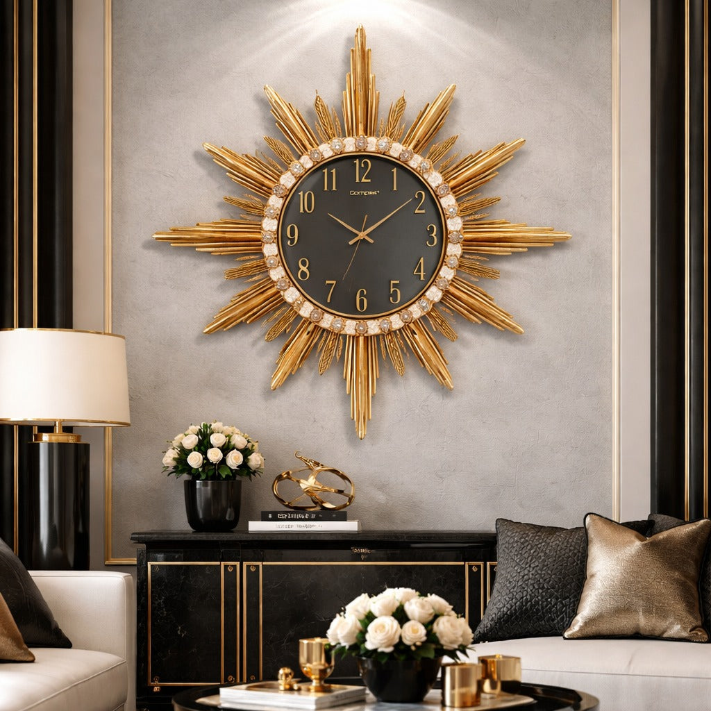 SimpluAcasa™ Ceas de perete decorativ auriu 87 cm — Confort Practic Pentru Casa Ta Imagine secundară a produsului