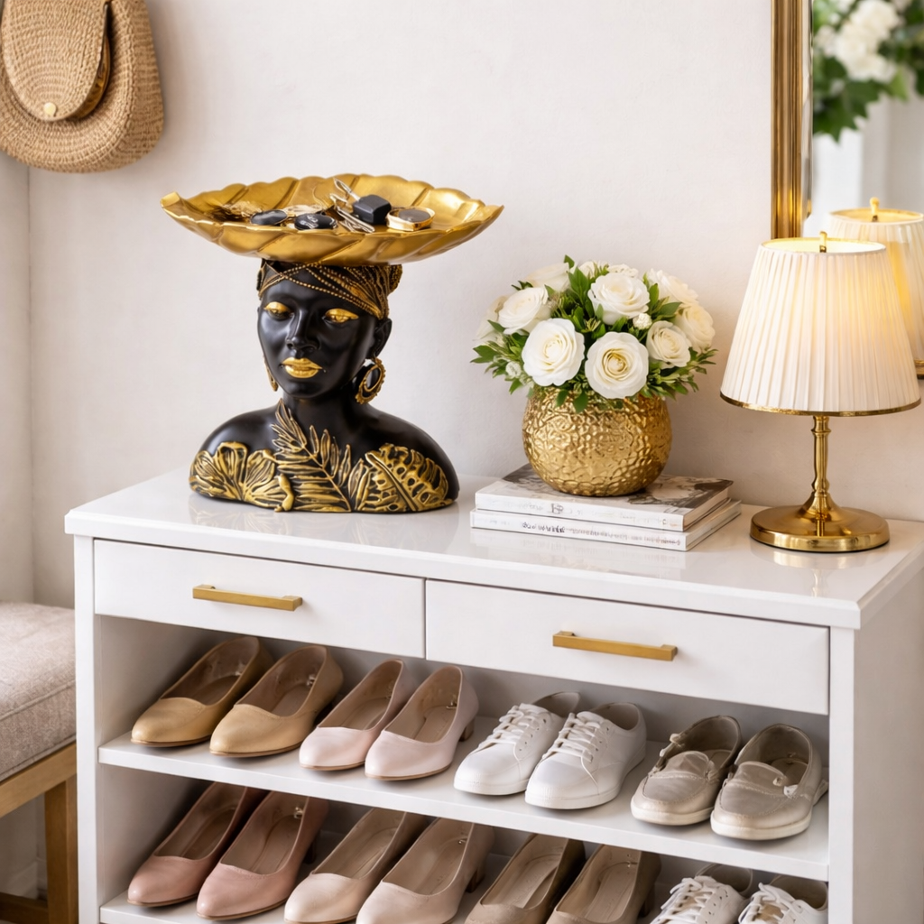 SimpluAcasa™ Suport decorativ tip tava cu feminina – rasina – 9.5 — Confort Practic Pentru Casa Ta
