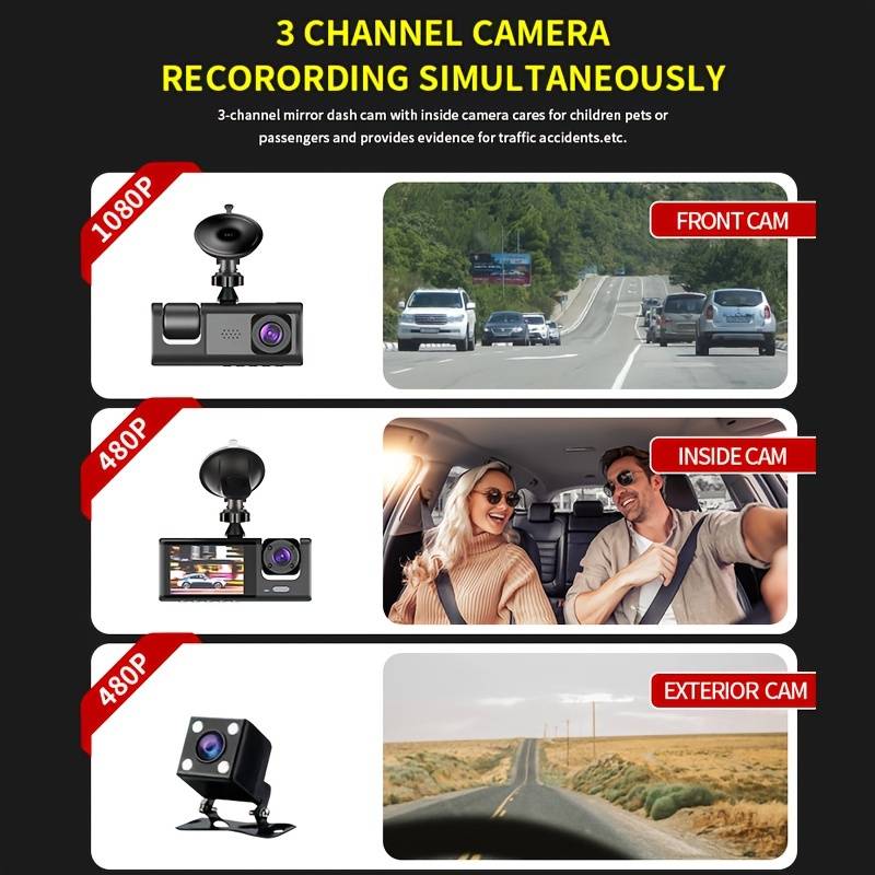 SimpluAcasa™ RESIGILAT - Camera auto tripla FullHD — Control și Siguranță Zi de Zi