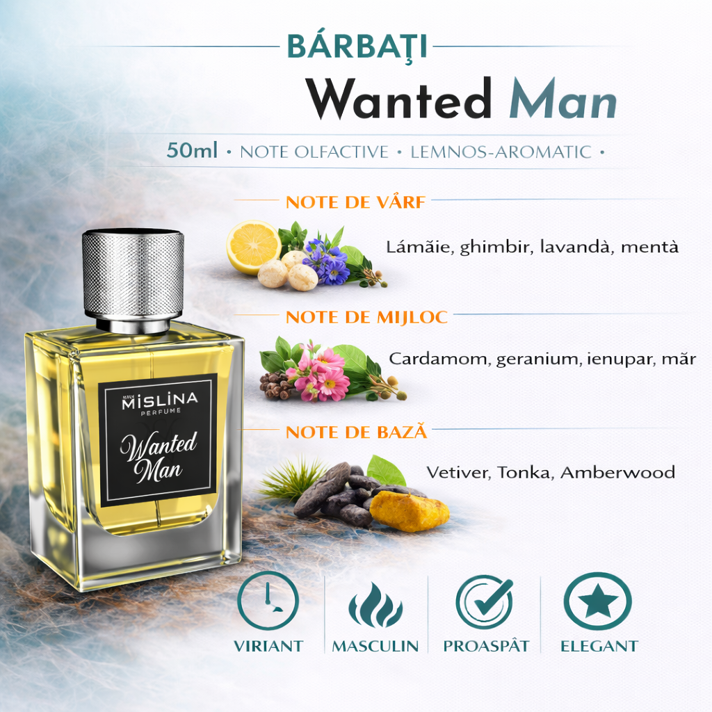 Wanted Man – Parfum Mislina pentru Bărbați 50ml | Inspirat din Wanted, M037 Imagine secundară a produsului