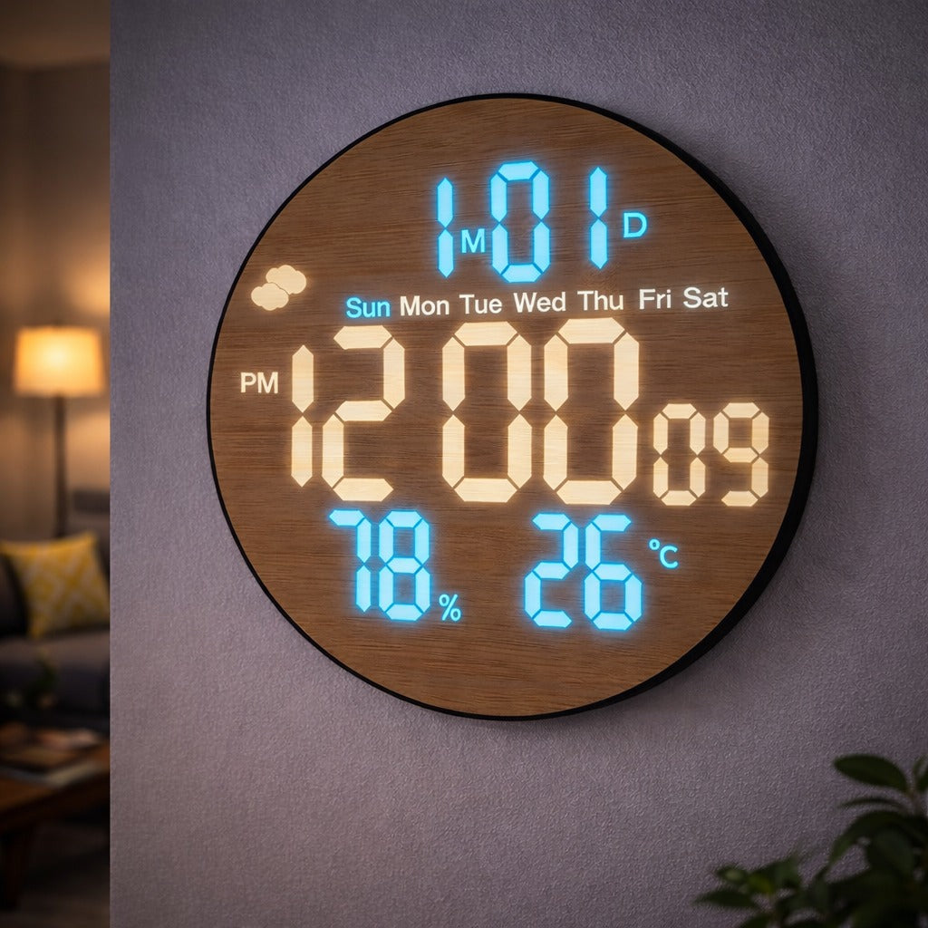 SimpluAcasa™ Ceas digital LED de perete 26 cm — Confort Practic Pentru Casa Ta