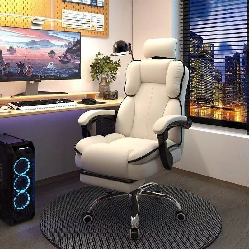 SimpluAcasa™ Scaun Ergonomic Directorial cu Suport Picioare Rabatabil Piele Ecologica — Confort Practic Pentru Casa Ta