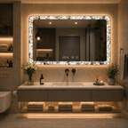 SimpluAcasa™ Oglinda LED 90x70 cu pe Margini Iluminare Ambientala Touch Dezaburire — Confort Practic Pentru Casa Ta