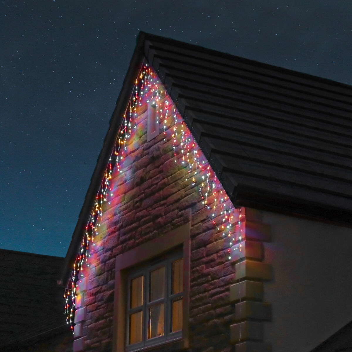 Pachet instalatii Craciun 13 metri turturi, franjuri inegali cu 300 LED-uri Imagine principală a produsului