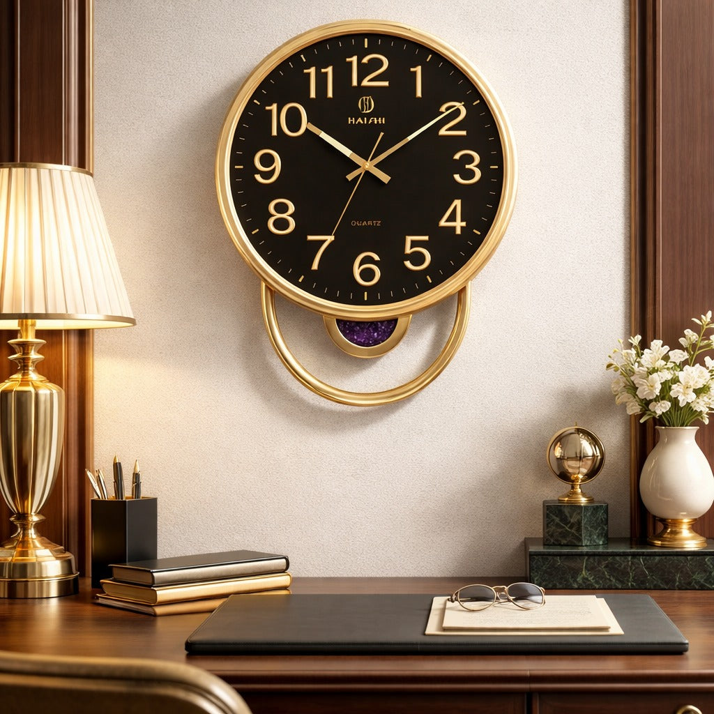 SimpluAcasa™ Ceas de perete cu pendul 42x32 cm design contemporan pentru — Confort Practic Pentru Casa Ta Imagine secundară a produsului