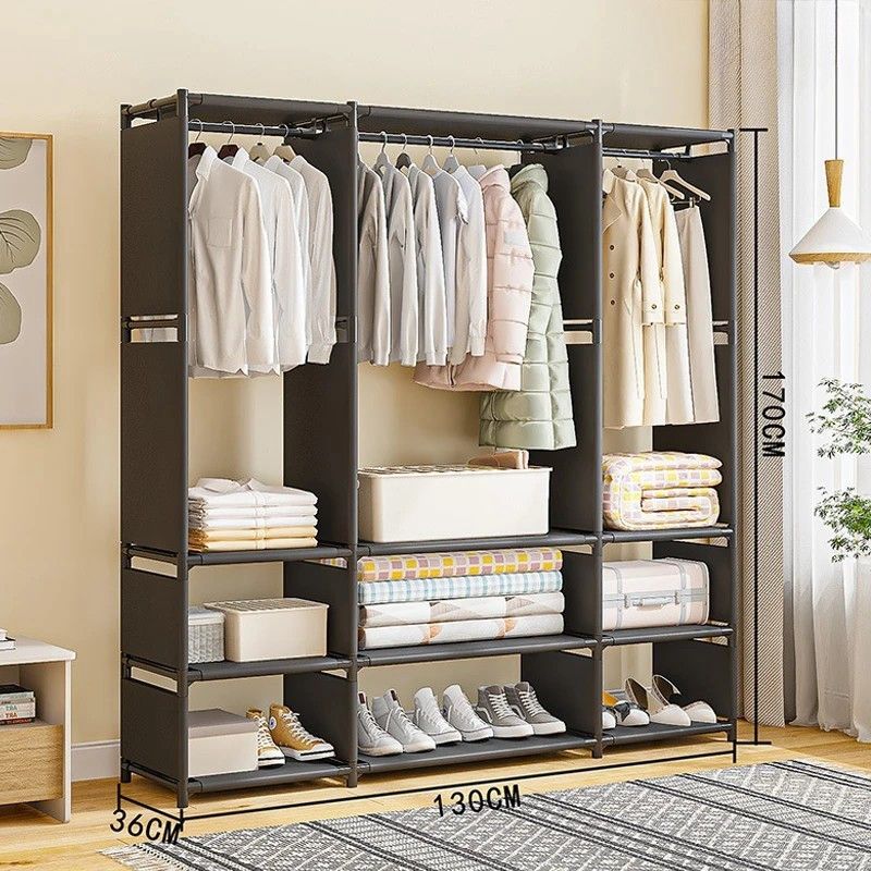 SimpluAcasa™ Dulap organizator haine cu rafturi si bara pentru umerase — Confort Practic Pentru Casa Ta