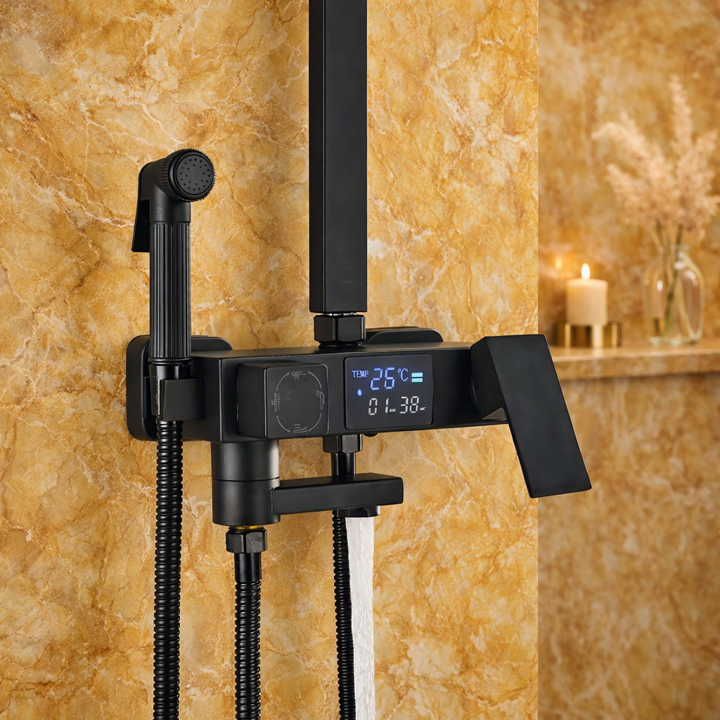 SimpluAcasa™ Coloana dus premium cu afisaj digital LCD — Confort Practic Pentru Casa Ta