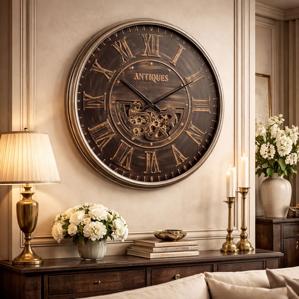 SimpluAcasa™ Ceas de perete decorativ industrial 50 cm mecanism rotativ vizibil — Confort Practic Pentru Casa Ta Imagine principală a produsului
